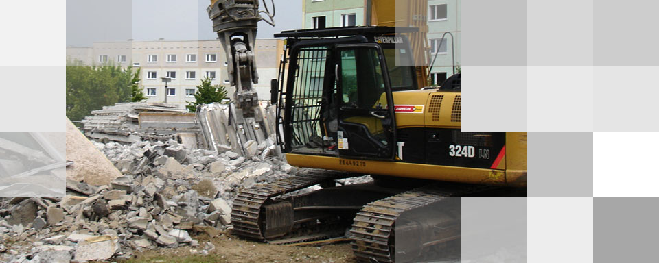 Bagger bei Abrissarbeiten